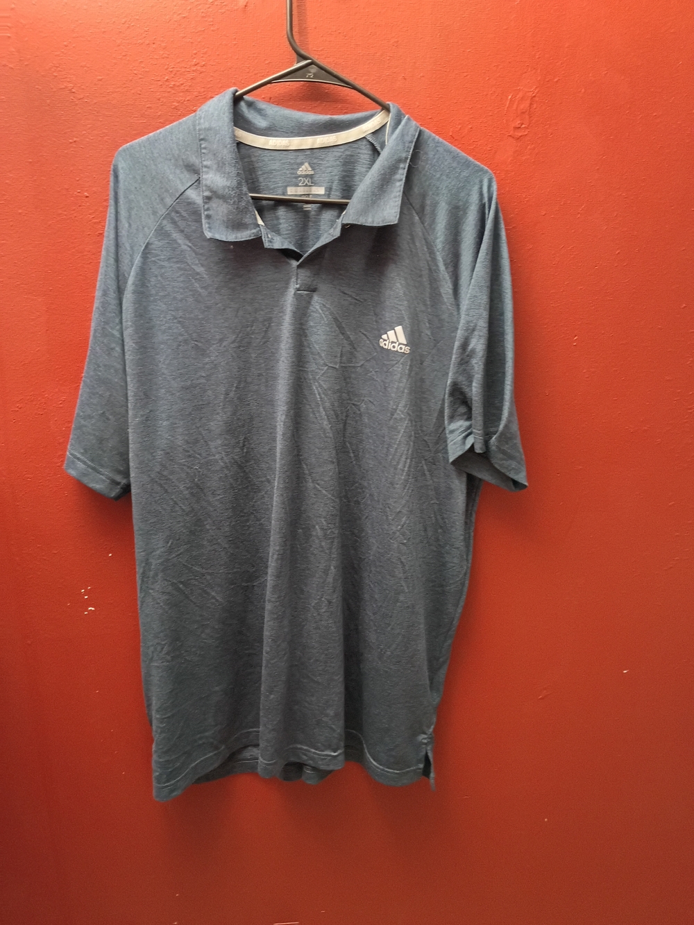 adidas Men's Blue Heather Polo with Chest Logo